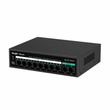 Ruijie Reyee 100M preklopnik s 8 PoE portova + 2x Gigabajta u metalnom kućištu RG-ES110FG-P