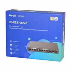 Ruijie Reyee Giga preklopnik s 10 portova, 8xPoE, metalno kućište, upravljani RG-ES210GS-P