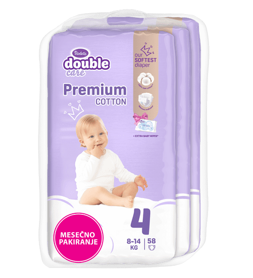 Violeta Pamučne 4 Maxi pelene, 174/1 + vlažne maramice