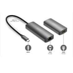 Digitus Produživač linije TipC - HDMI RJ45-RJ45 do 30m 4K/120Hz DS-55343