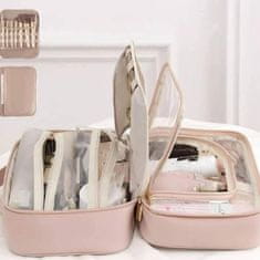 VIVVA® Toaletna torbica s više pretinaca, vodootporna putna kozmetička torba, neseser | TOILUXE, roza