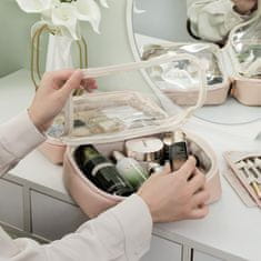 VIVVA® Toaletna torbica s više pretinaca, vodootporna putna kozmetička torba, neseser | TOILUXE, roza