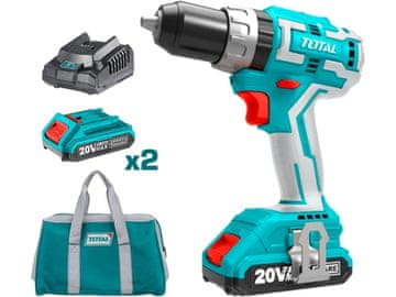 Total Akumulatorska bušilica/odvijač TIDLI20608 Bežična bušilica/odvijač s udarnim mehanizmom, bez četkica, 2000 mAh, industrijska