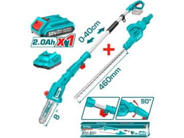 Total Akumulatorski rezač živice TPTS201681, BATERIJA, 20V LI-ION, 1x baterija, 1x punjač