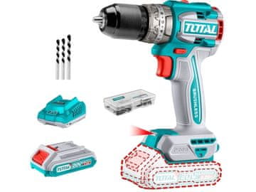 Total Akumulatorska bušilica/odvijač TIDLI20602E s čekićem, bez četkica, 20V Li-ion (2x), industrijski