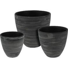 ProGarden Lonac za cvijeće KO-066900350 Keramičke posude za cvijeće, set od 3 komada, crne