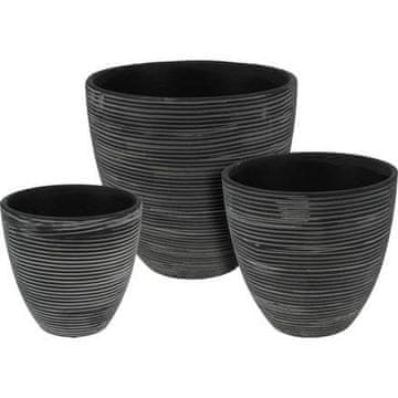 ProGarden Lonac za cvijeće KO-066900350 Keramičke posude za cvijeće, set od 3 komada, crne