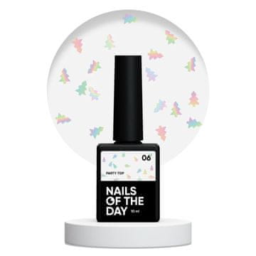 TO NAILSOFTHEDAY Top za zabavu 06 - prozirni top s holografskim božićnim drvcima, neljepljivi sloj, 10 ml.