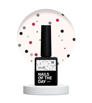 NAILSOFTHEDAY Potal baza 32 - mliječna baza s crnim i crvenim šljokicama, 10 ml