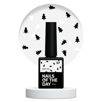 TO NAILSOFTHEDAY Top za zabavu 07 - prozirni top s crno-bijelim božićnim drvcima, neljepljivi sloj, 10 ml.