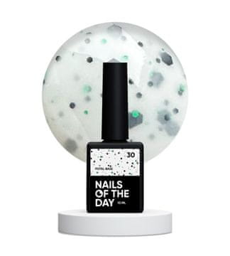 NAILSOFTHEDAY Potal baza 30 - mliječna baza s crnim i zelenim šljokicama, 10 ml