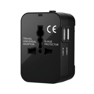 MG Travel Adapter punjač EU / US / AUS / UK 2x USB 24W, crno