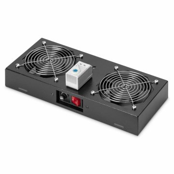 Digitus rashladna jedinica 2x ventilator s termostatom crna DN-19 FAN-2-WM-T-SW