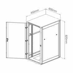 Digitus zidni ormar 16U 820 600x450 crni sastavljen DN-19 16-U-SW