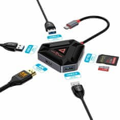 White Shark hub USB 3.1 TypeC 3xA + HDMI HEXAGON