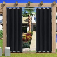 HOME & MARKER® Vanjska crna zavjesa 127×244 cm, vodootporna i UV otporna, za balkon ili terasu | DRAPELUX Crna