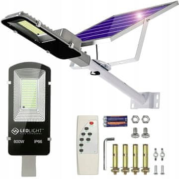Vrtna lampa, solarna lampa, montaža na stup, snažna 800 W, ulična ploča, 146 LED dioda
