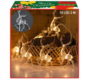 Božićna ukrasna girlanda s motivima sobova, 10 LED zavjesa s motivima sobova na baterije