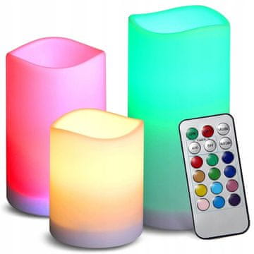 GR LED svijeće 3 komada RGB svijeće svijeća + daljinski upravljač