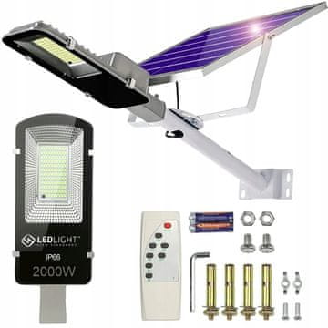Vrtna lampa, solarna lampa, montaža na stup, snažna, 2000 W, ulična ploča