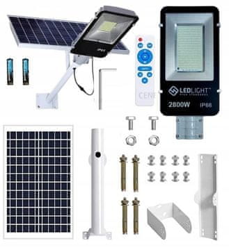 Vrtna lampa, solarna lampa, montaža na stup, snažna, 2800 W, ulična ploča