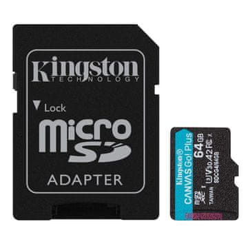 Kingston Canvas Go! Plus microSD 64 GB Class 10 UHS-I U3 V30 A2 adapter (SDCG4/64GB) memorijska kartica