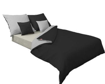 Dvostrana satenska posteljina 220x200 + 2x70x80 siva/crna