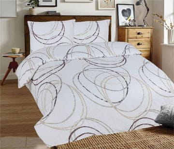 Flanelski set posteljine 160x200 F80A Bijeli s krugovima