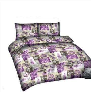 Satenska posteljina 220x200 deSATIN RANFORCE R19 Ljubičasta srca