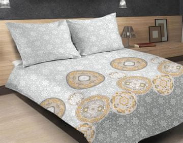 Satenska posteljina 220x200 EXCLUSIVE 46 Mandala salveta sivo žuta