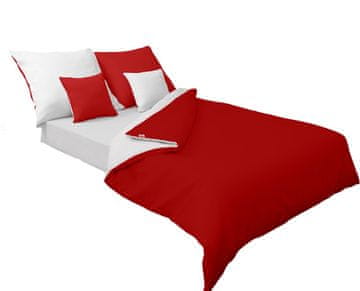Dvostrana satenska posteljina 220x200 + 2x70x80 bijela/crvena