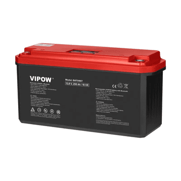 vipow  LiFePO4 gel baterija, Bluetooth, 200Ah, BMS