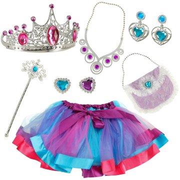 Ikonka Kostim kraljica princeza kruna torbica 9 predmeta