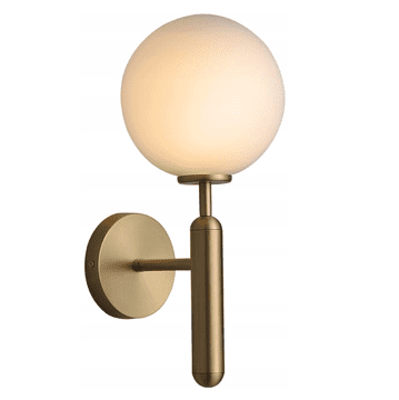 Zidna lampa Stick - moderna zidna lampa, mliječna kugla, 32 cm, zlatni mesing