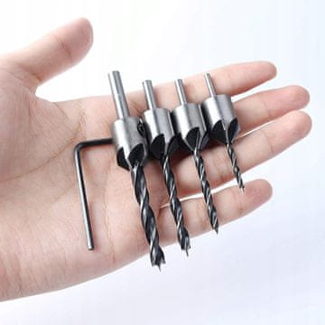 Set od 4 svrdla za upuštanje 3-6 mm + ključ