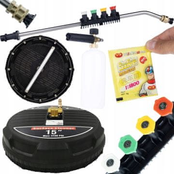 Rosfix Rosfix četka za kocku T-Racer 1+ lanca za perilicu tlaka 1/4" savijena 15+5 mlaznica i ručkom i pianovnica 1000ML i pjenasti prašak za pianovnicu 6G