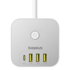 BASEUS PowerCombo 7in1 punjač 3x AC / 3x USB / USB-C 20W 1.5 m, bijela