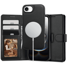 Tech-protect Wallet MagSafe preklopna maska za iPhone 16e, crno