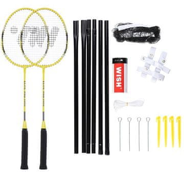 WISH ALUMTEC 4466 SET BADMINTON REKETA ŽUTI 2 KOM + ČLANCI 3 KOM + MREŽA + TRAKE ZA ŽELJE