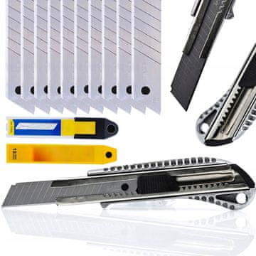 Rosfix Set zamjenskih noževa za rezač tapeta 18 mm 10 kom + aluminijski rezač tapeta