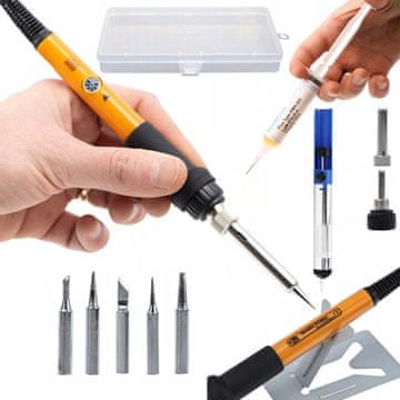 Rosfix Rosfix set 8u1, lemilica s potenciometrom Rosfix Orange Pitbull OP60W i plastičnim organizatorom, topnik za lemljenje RMA-223 i odsisavač za lem