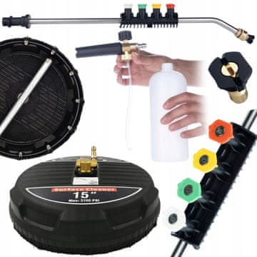 Rosfix Rosfix profesionalna četka za kocku T-Racer 15" s brzim spojem 1/4" + lanca za perilicu tlaka 1/4" savijena 15°, 5 mlaznica + pjenilica 1000ml za perilicu