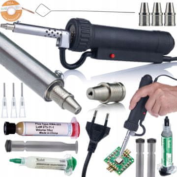 Rosfix Električni lemilo 350W + Flux 338 + Tekući lem 183°C + 2x klip, 2x igla + pletenica za odlemljivanje 2mm x 1.5 + Flux za lemljenje RMA-223 s klipom