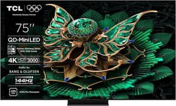 TCL 75C71K TV, 190 cm (75), 4K QD-Mini LED HDR Premium, Google TV, 144Hz, Bang &amp; Olufsen zvuk