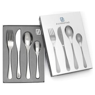 Zilverstad Dječji pribor za jelo s gravurom, set od četiri dijela, glatki | Veličina: 170x180x170x135mm | Šifra artikla: ZV6836070