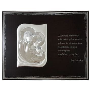 Moderna srebrna slika Svete Obitelji s citatom Ivana Pavla II. 25x20 | Veličina: 25x20 cm | Šifra artikla: VL822/S