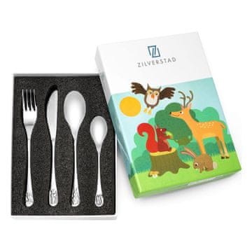 Zilverstad Dječji set pribora za jelo s gravurom Šumske životinje | Veličina: 170x180x170x135mm | Šifra artikla: ZV6829030