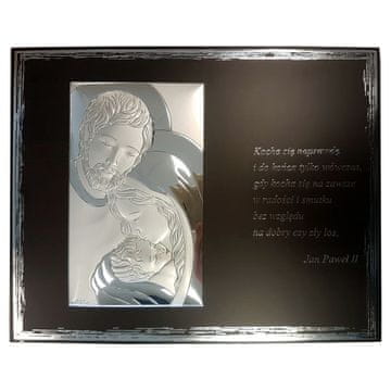 Moderna srebrna slika Svete Obitelji s citatom Ivana Pavla II. 25x20 | Veličina: 25x20 cm | Šifra artikla: VL823/S