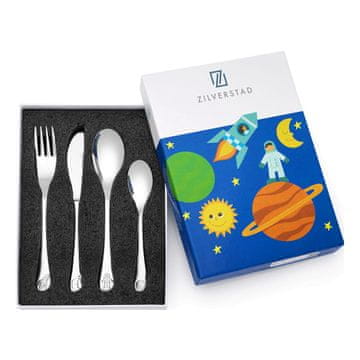 Zilverstad Dječji set pribora za jelo s gravurom - Cosmos | Veličina: 160x170x160x130 mm | Šifra artikla: ZV4261070