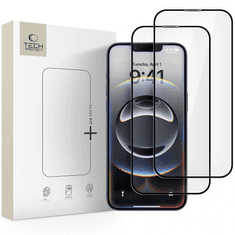 Tech-protect Glass Fit 2x zaštitno staklo za iPhone 13 / 13 Pro / 14 / 16e, crno